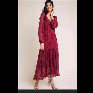 NWT Anthropology Maeve Dress Rare Dark Red Print
